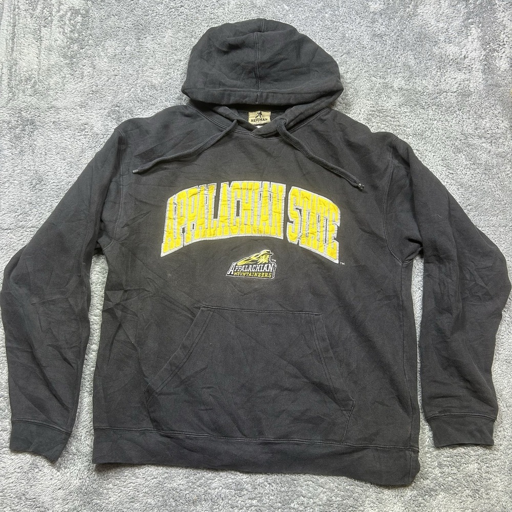 Vintage Appalachian State Hoodie Mens L Black 90s Heisman Reebok App State ASU